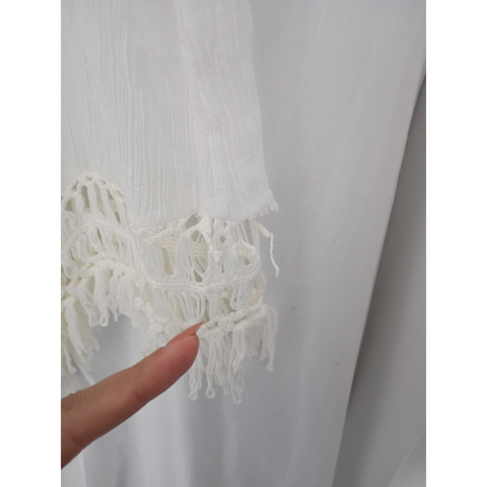 Venus White Crochet Lace V Neck Tunic Cover Up Top Shirt L - Picture 9 of 9